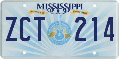 MS license plate ZCT214