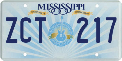 MS license plate ZCT217