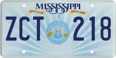 MS license plate ZCT218