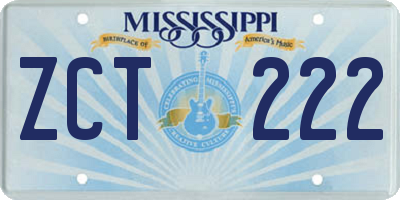 MS license plate ZCT222