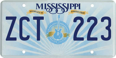MS license plate ZCT223