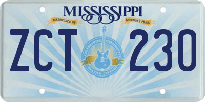 MS license plate ZCT230