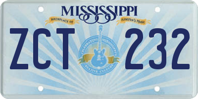 MS license plate ZCT232