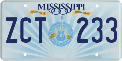 MS license plate ZCT233