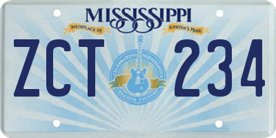 MS license plate ZCT234