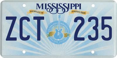MS license plate ZCT235