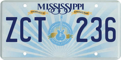 MS license plate ZCT236