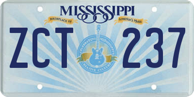 MS license plate ZCT237