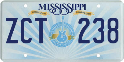 MS license plate ZCT238