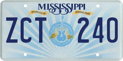 MS license plate ZCT240