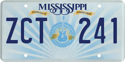 MS license plate ZCT241
