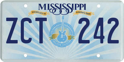 MS license plate ZCT242