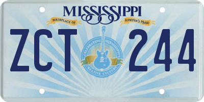 MS license plate ZCT244