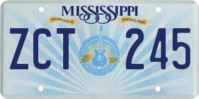MS license plate ZCT245