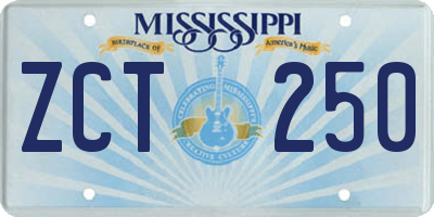 MS license plate ZCT250