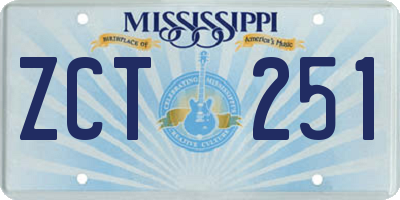 MS license plate ZCT251