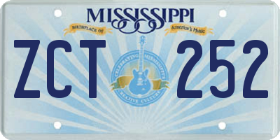 MS license plate ZCT252
