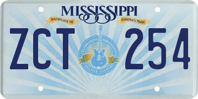 MS license plate ZCT254