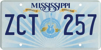 MS license plate ZCT257