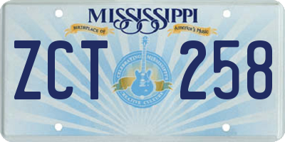 MS license plate ZCT258