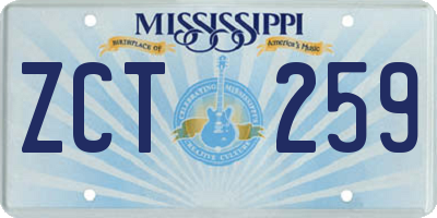 MS license plate ZCT259