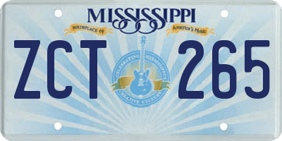 MS license plate ZCT265