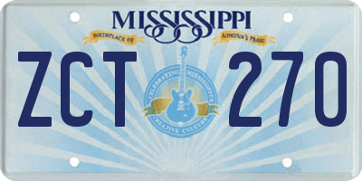 MS license plate ZCT270
