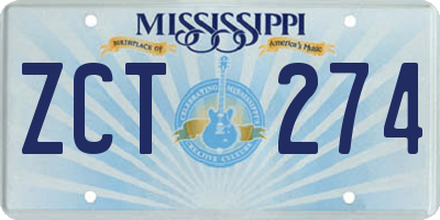 MS license plate ZCT274