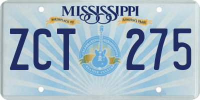 MS license plate ZCT275