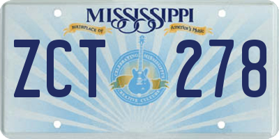 MS license plate ZCT278