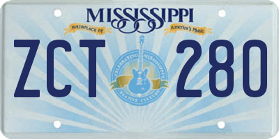 MS license plate ZCT280