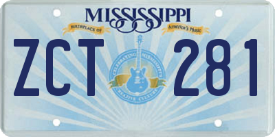 MS license plate ZCT281