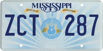 MS license plate ZCT287