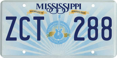 MS license plate ZCT288