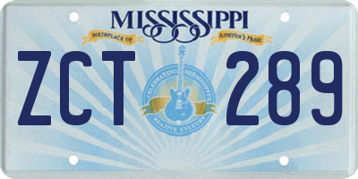 MS license plate ZCT289