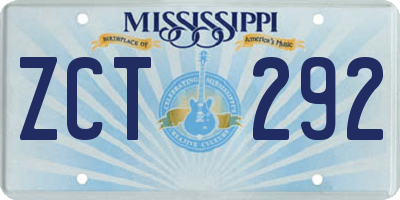 MS license plate ZCT292