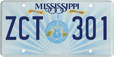 MS license plate ZCT301