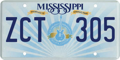 MS license plate ZCT305
