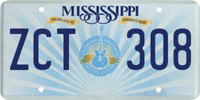 MS license plate ZCT308