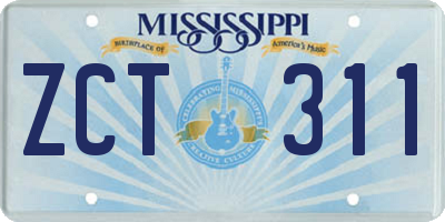 MS license plate ZCT311
