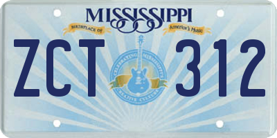 MS license plate ZCT312