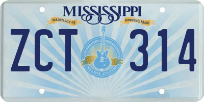 MS license plate ZCT314