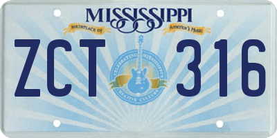 MS license plate ZCT316