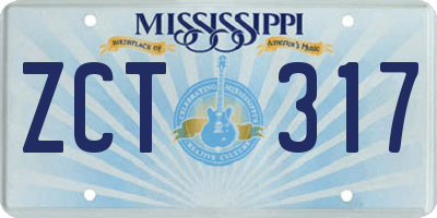 MS license plate ZCT317