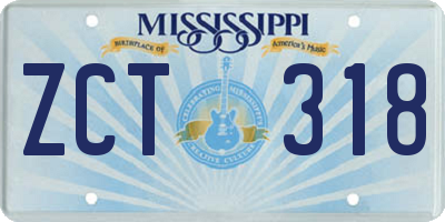MS license plate ZCT318