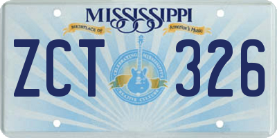 MS license plate ZCT326