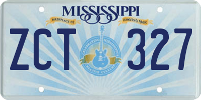 MS license plate ZCT327