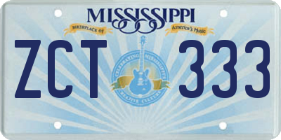 MS license plate ZCT333