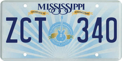 MS license plate ZCT340