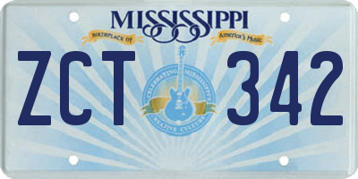 MS license plate ZCT342